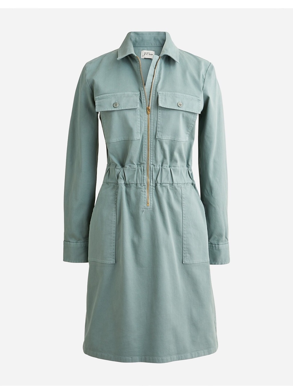 J.Crew Sage Green Zip-Front Utility Dress Size 2 - Picture 2 of 8